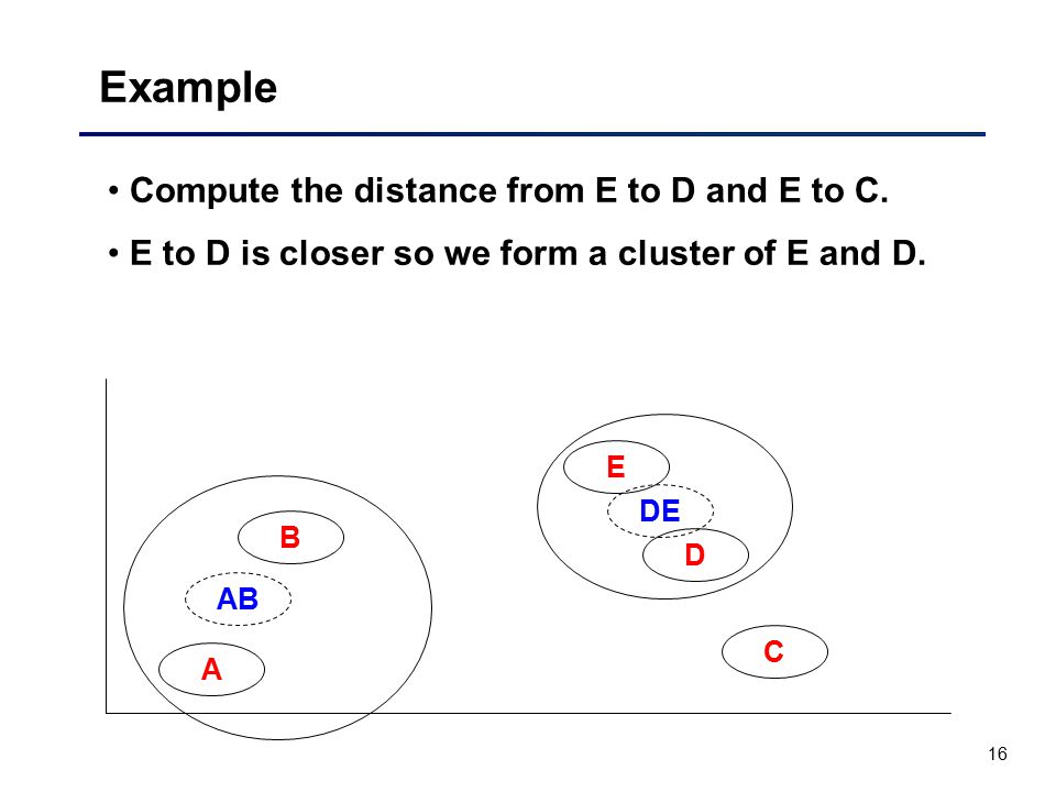 16 Example Compute the distance from E to D and E to C.