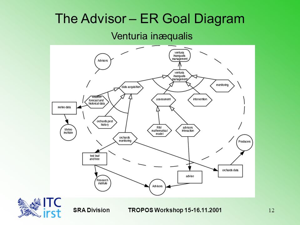 12 SRA Division The Advisor – ER Goal Diagram Venturia inæqualis TROPOS Workshop