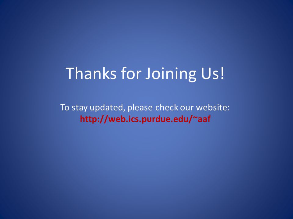 Thanks for Joining Us! To stay updated, please check our website: