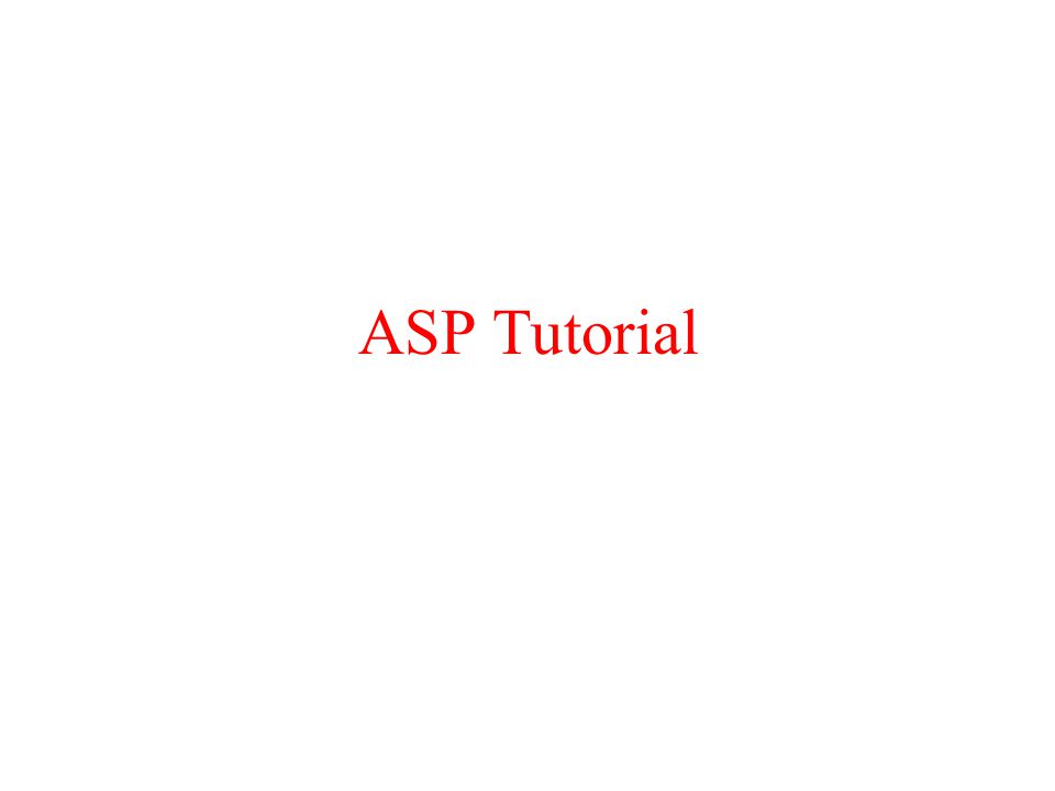 ASP Tutorial