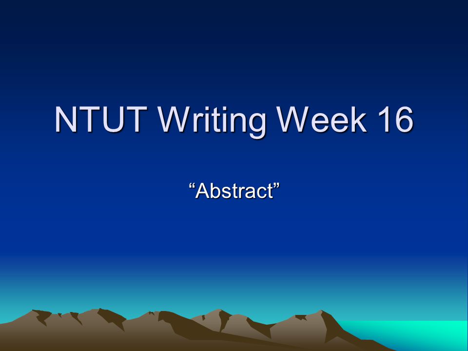 NTUT Writing Week 16 Abstract