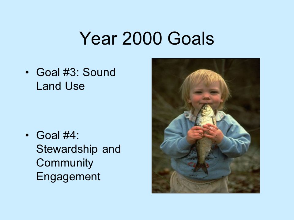 Year 2000 Goals Goal #3: Sound Land Use Goal #4: Stewardship and Community Engagement