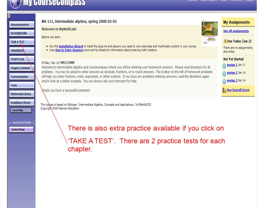 There is also extra practice available if you click on ‘TAKE A TEST’.