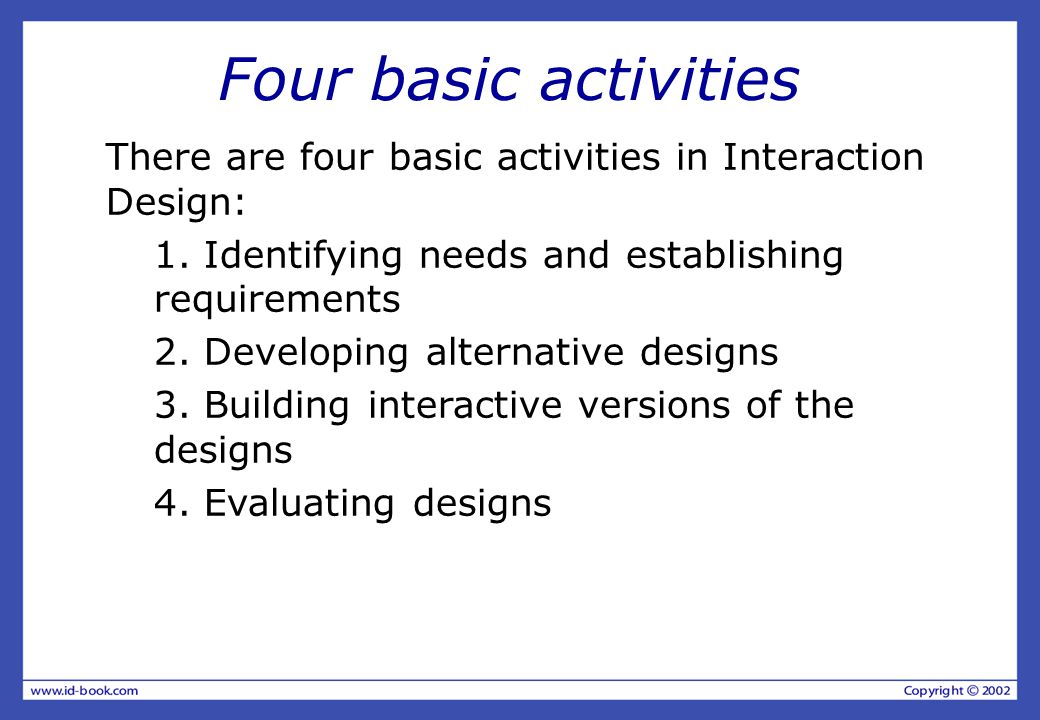 What are the four activities of interaction design?