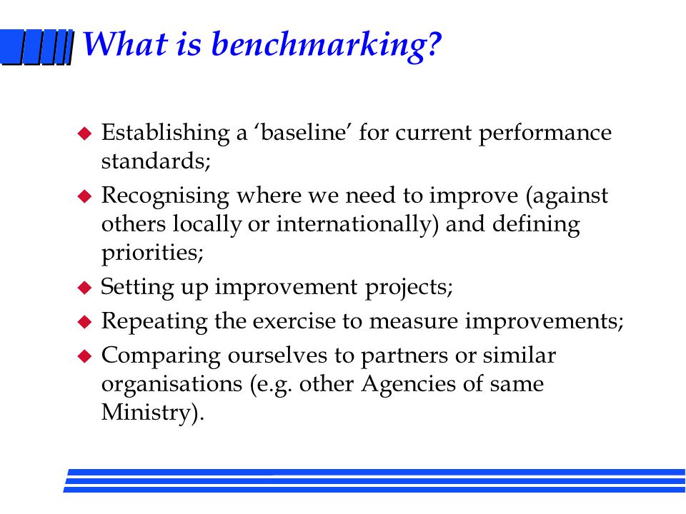 The Seminar Objectives u To develop greater understanding of the uses of benchmarking instruments for managers to monitor improvement of performance; u To explain the process and benefits of self- assessment; u To introduce various methods including Service Charters and the Common Assessment Framework (CAF) plus existing Russian equivalents / derivatives.