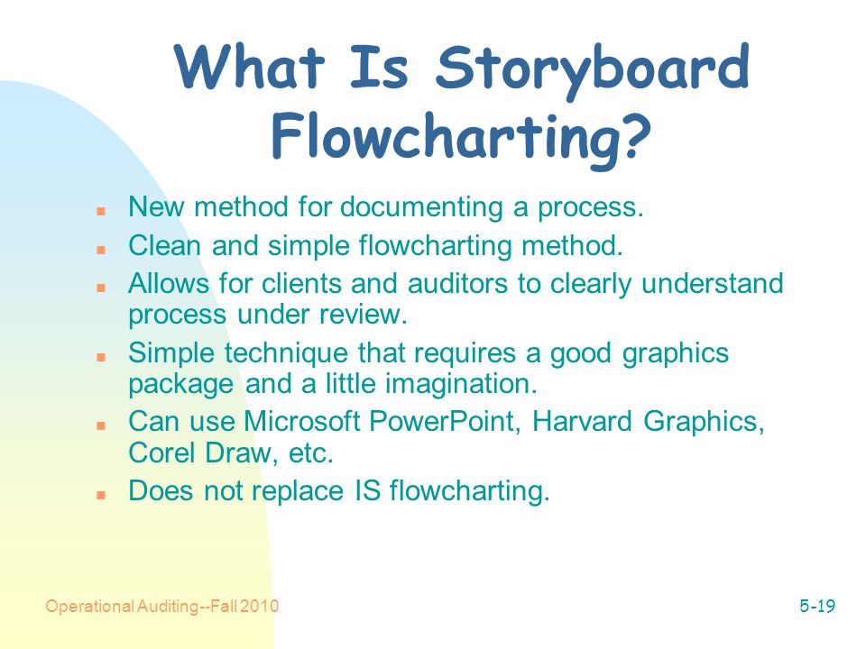 Operational Auditing--Fall What Is Storyboard Flowcharting.