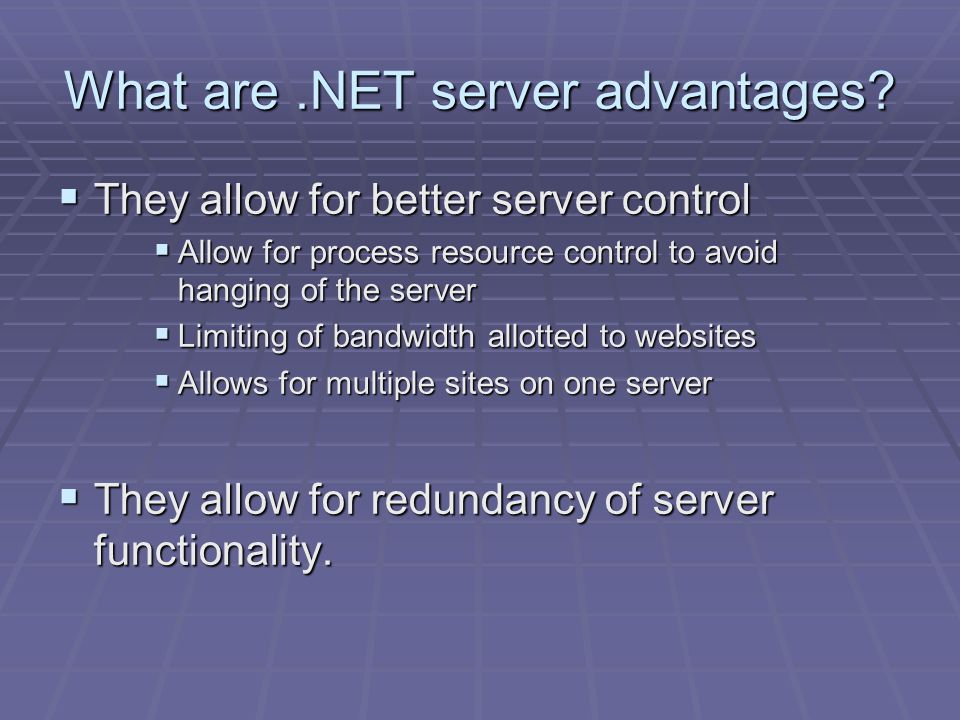 What are.NET server advantages.