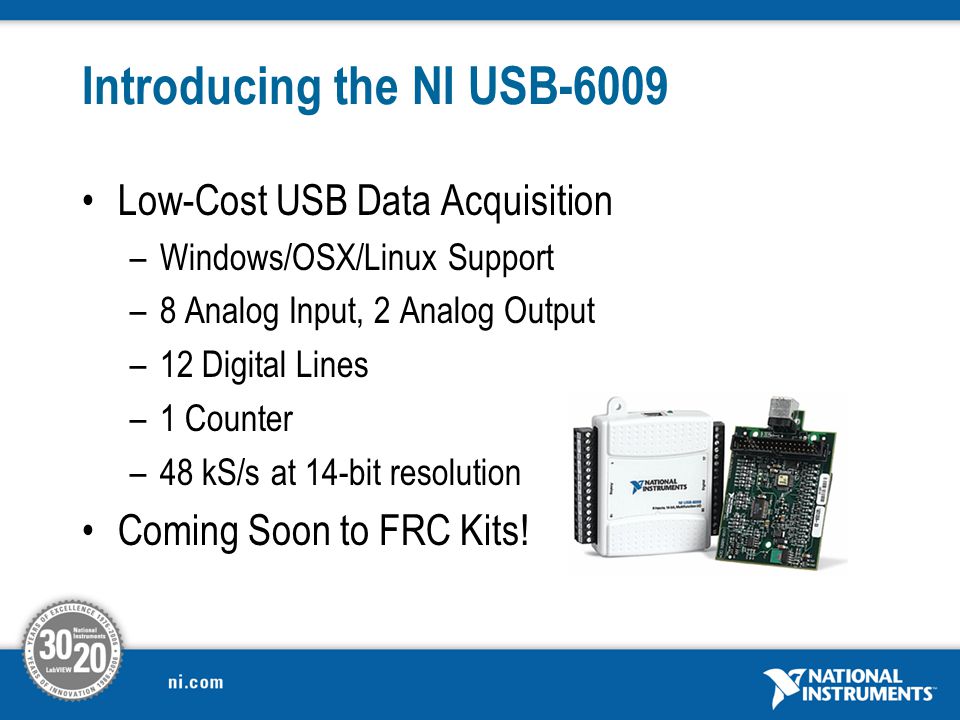 National Instruments USB 6009 14-Bit 48kS//s Low-Cost multifunction DAQ