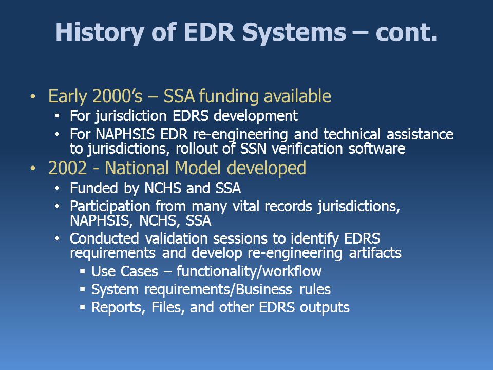 History of EDR Systems – cont.