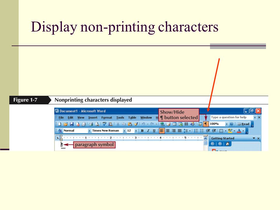 Display non-printing characters