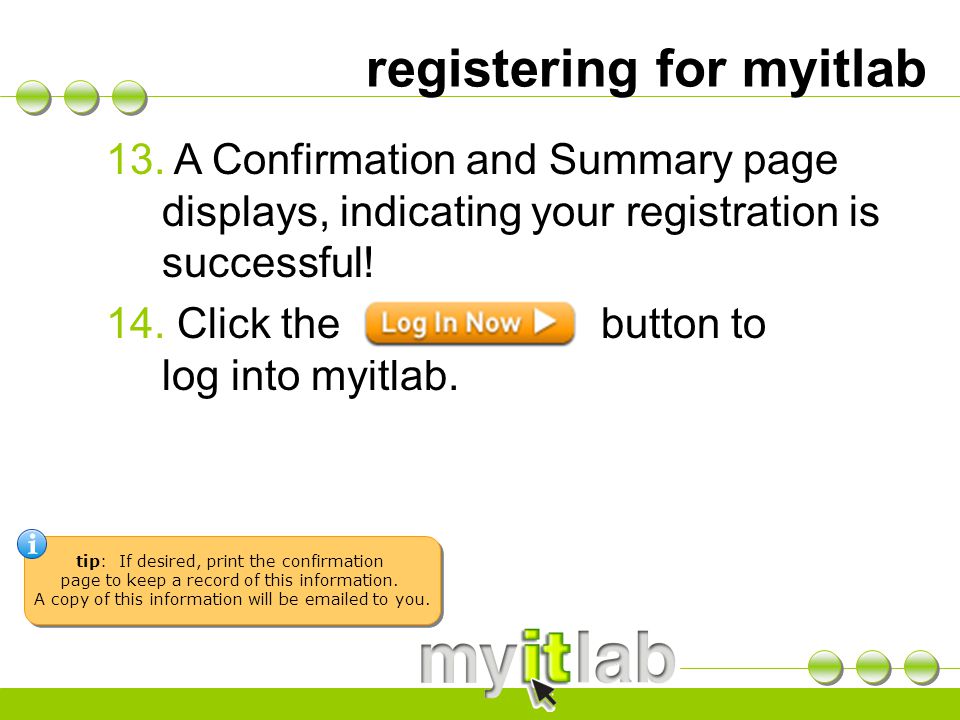 registering for myitlab 13.