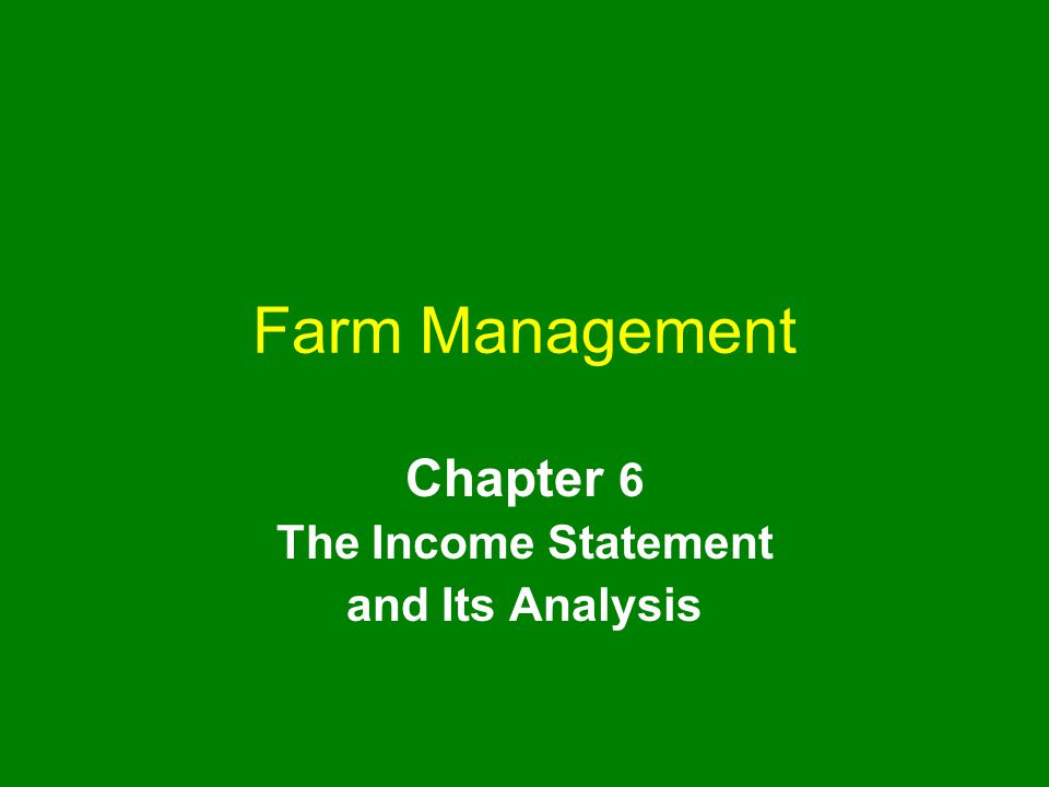 Farm Management Chapter 6 The Income Statement and Its Analysis