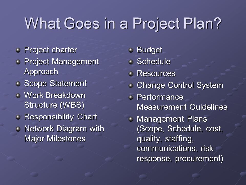 What Goes in a Project Plan.