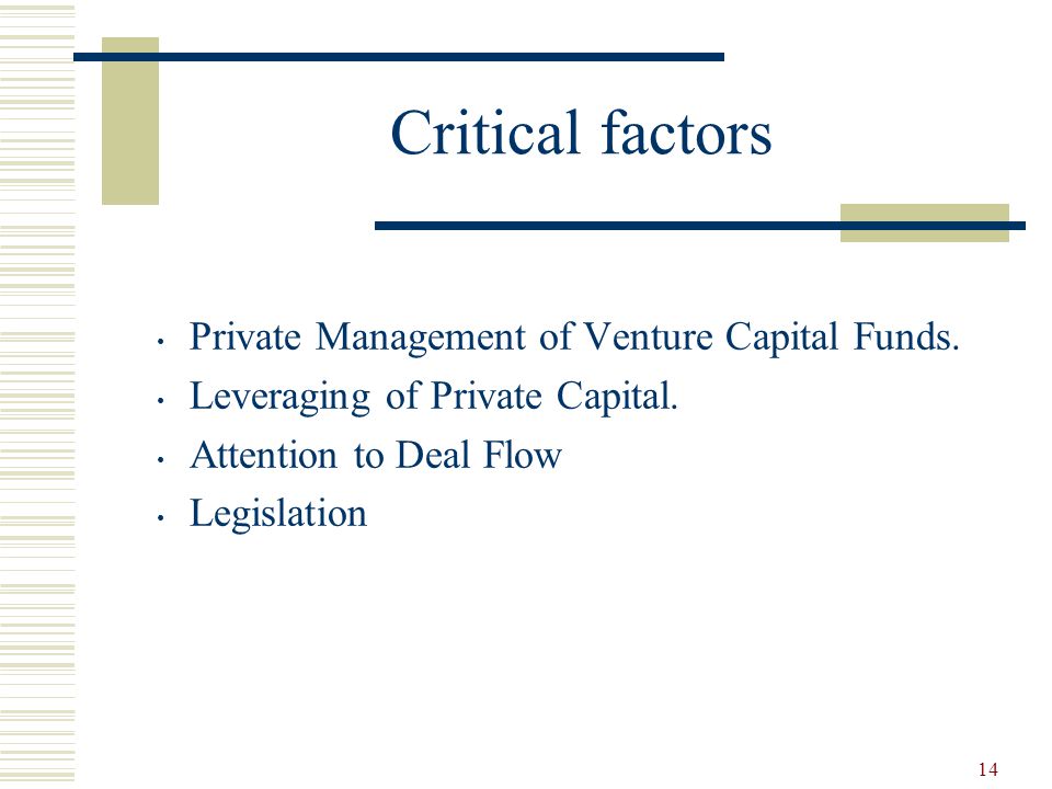14 Critical factors Private Management of Venture Capital Funds.