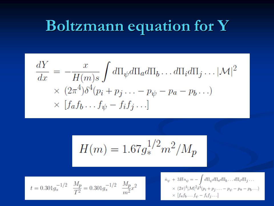 Boltzmann equation for Y
