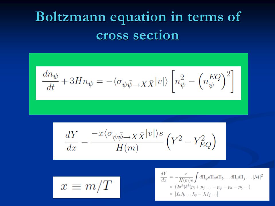 Boltzmann equation in terms of cross section.