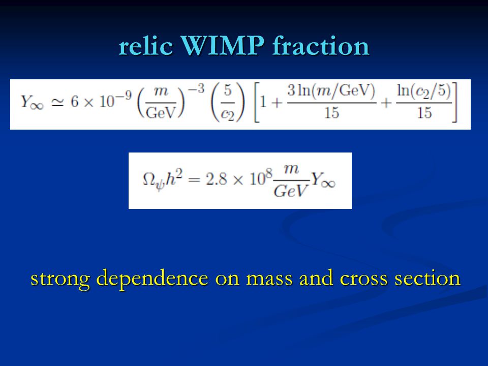 relic WIMP fraction strong dependence on mass and cross section