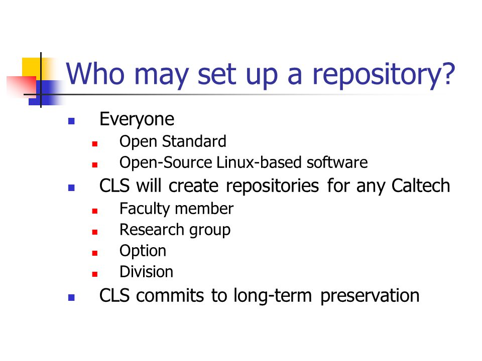 Who may set up a repository.