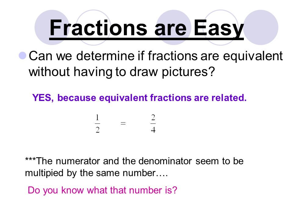 Can we determine if fractions are equivalent without having to draw pictures.