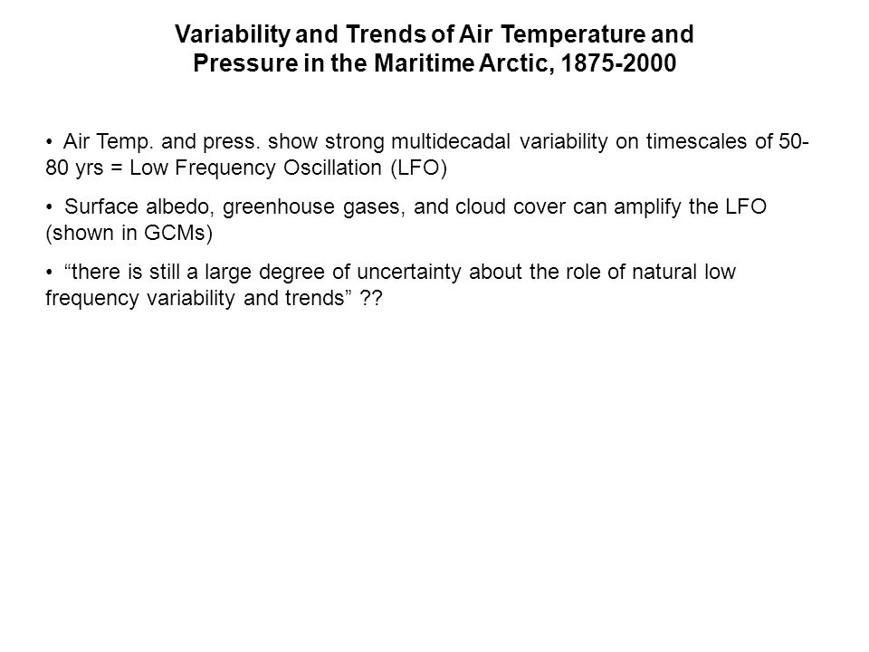 Variability and Trends of Air Temperature and Pressure in the Maritime Arctic, Air Temp.
