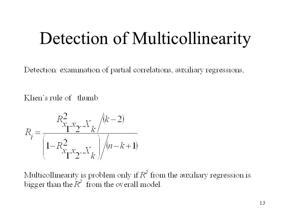 13 Detection of Multicollinearity