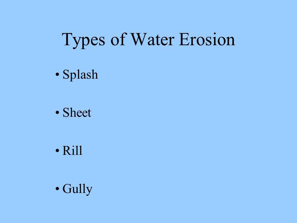 Types of Water Erosion Splash Sheet Rill Gully