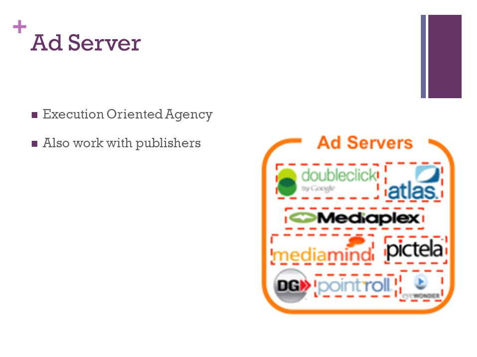 + Ad Server Execution Oriented Agency Also work with publishers