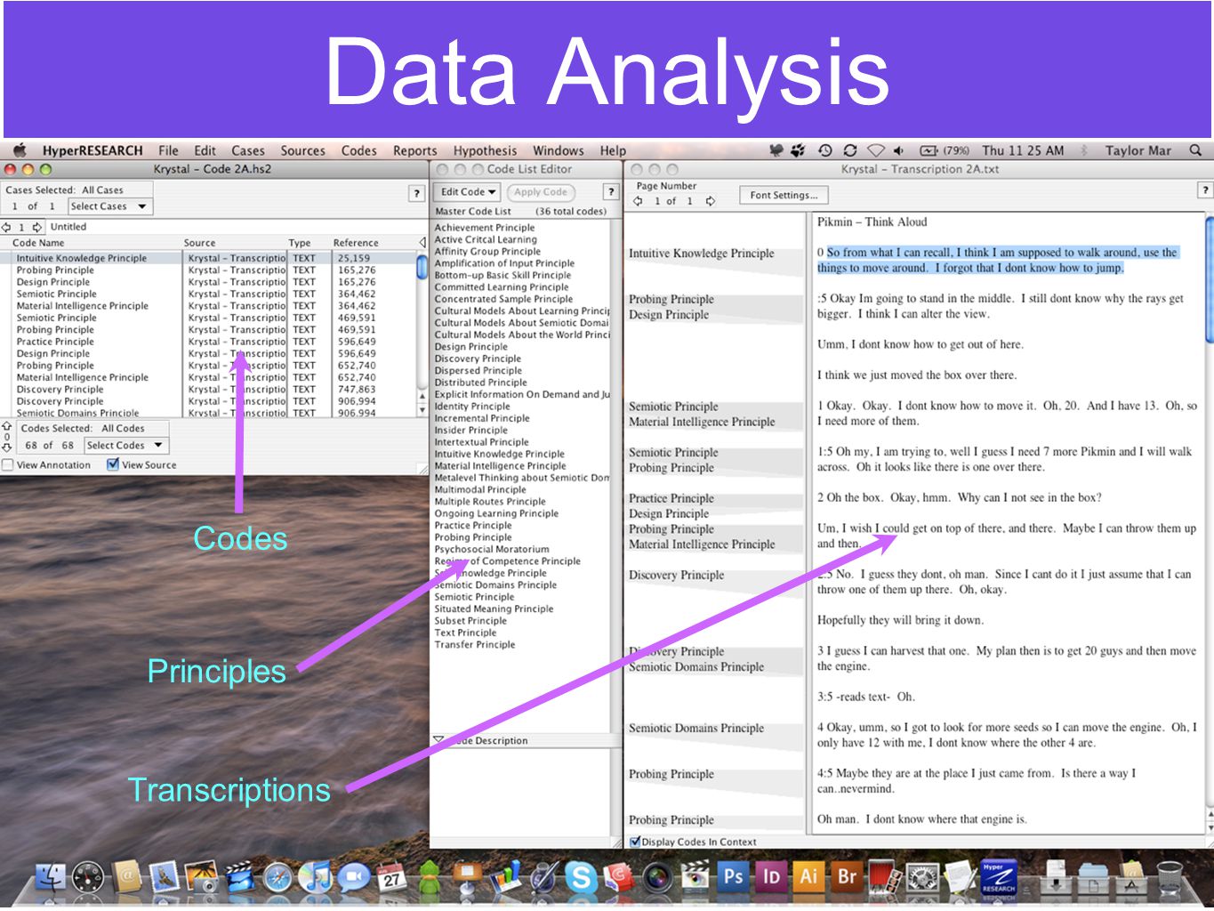Data Analysis Principles Codes Transcriptions