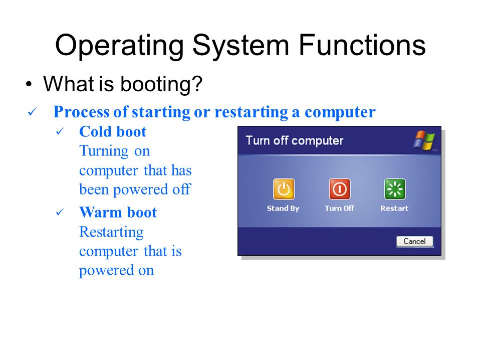 Operating System Functions What is booting.