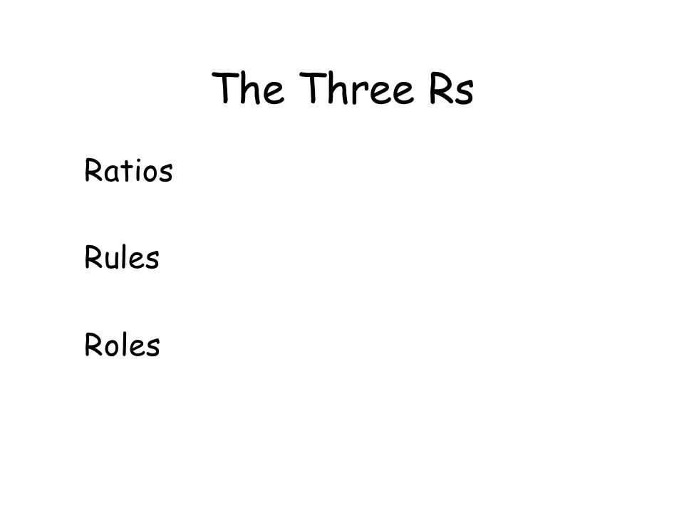 The Three Rs Ratios Rules Roles