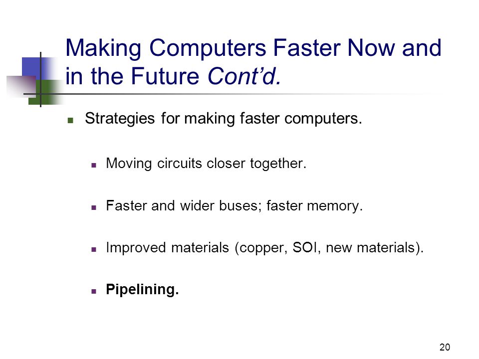 20 Making Computers Faster Now and in the Future Cont’d.