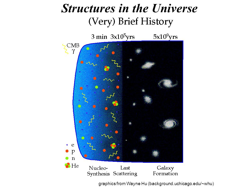 Structures in the Universe graphics from Wayne Hu (background.uchicago.edu/~whu)
