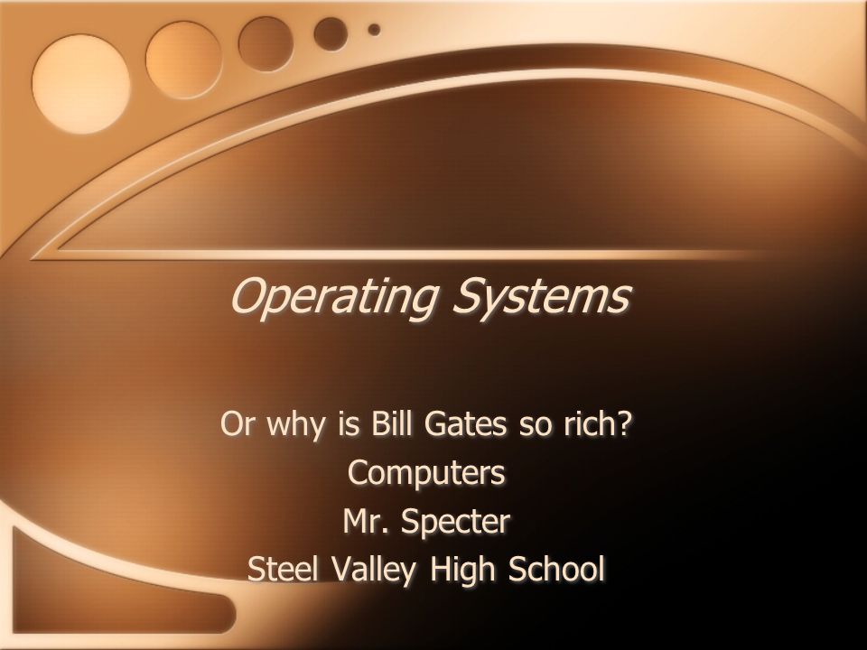 Operating Systems Or why is Bill Gates so rich. Computers Mr.