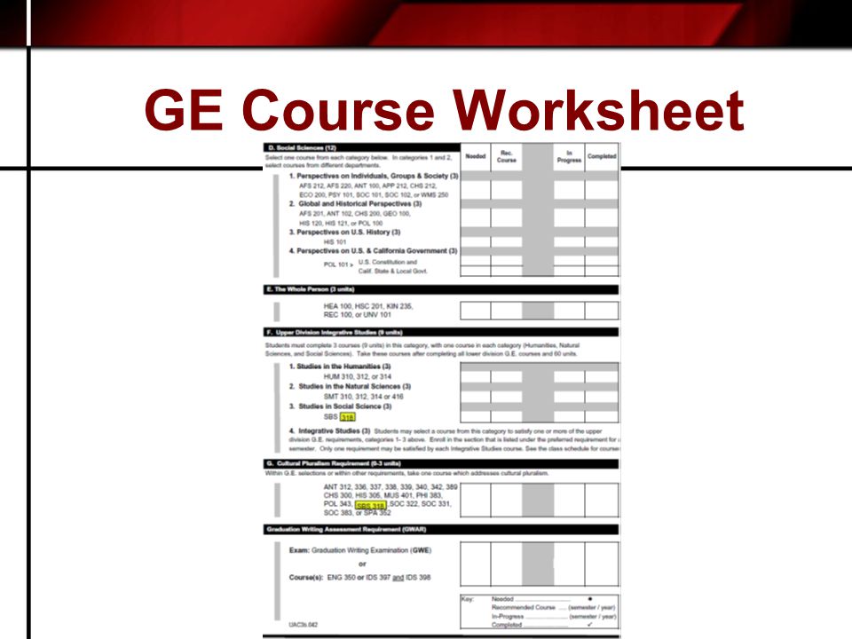 GE Course Worksheet