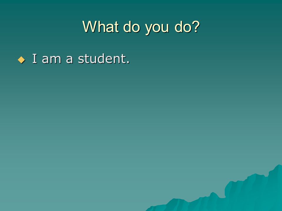 What do you do  I am a student.