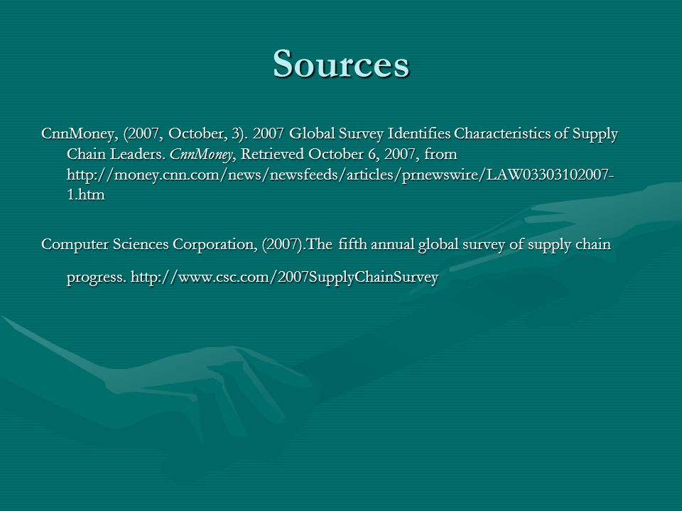 Sources CnnMoney, (2007, October, 3).