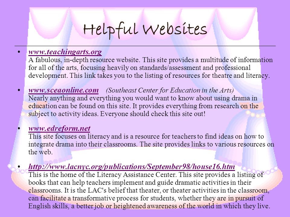 Writing websites for teachers drama