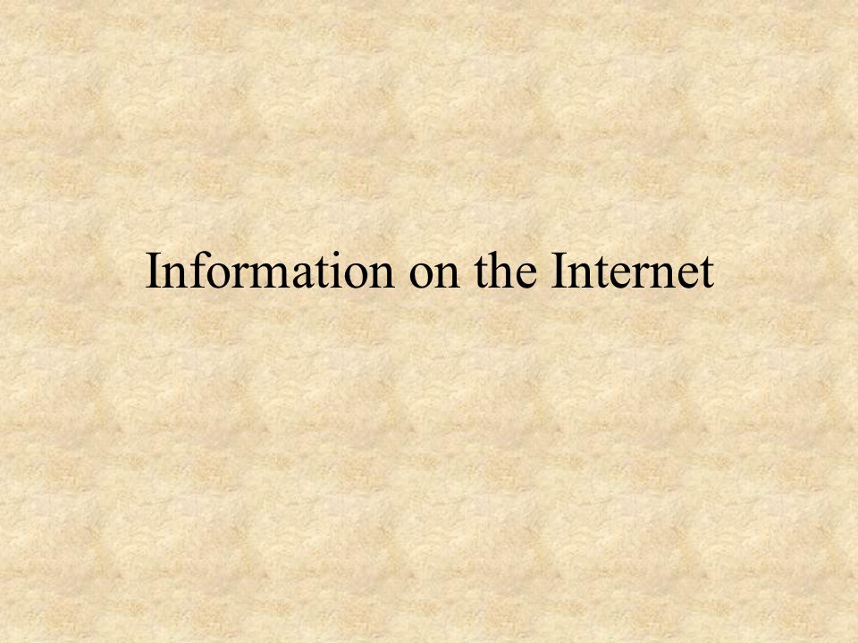 Information on the Internet