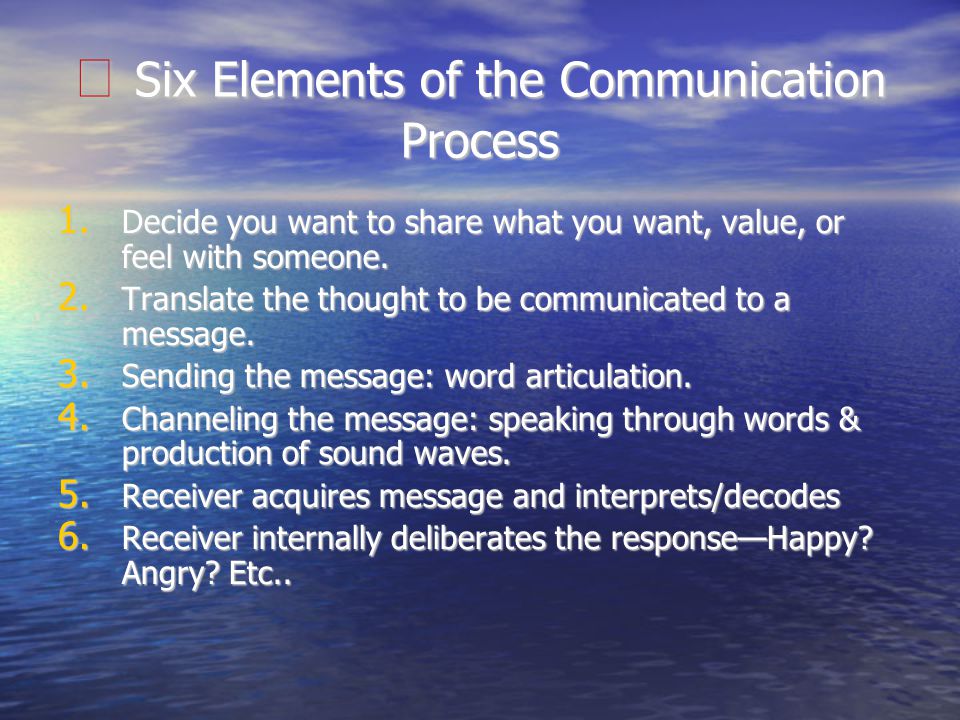 ★ Six Elements of the Communication Process 1.