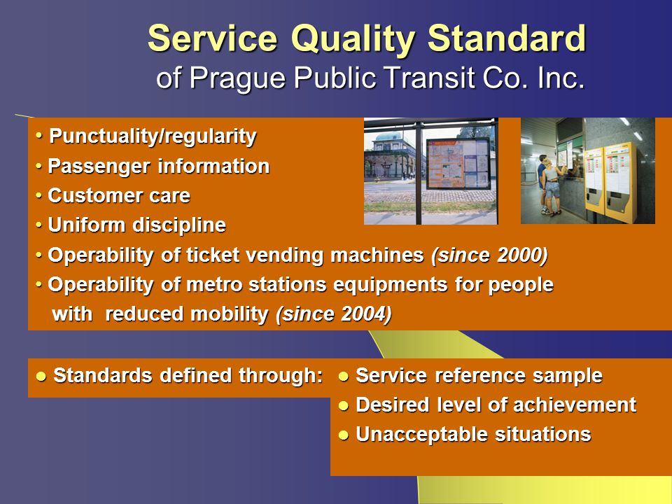 Service Quality Standard of Prague Public Transit Co.