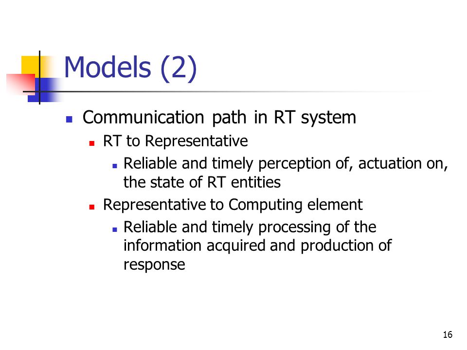 15 Models (1) Real-time entity Representative Computing element