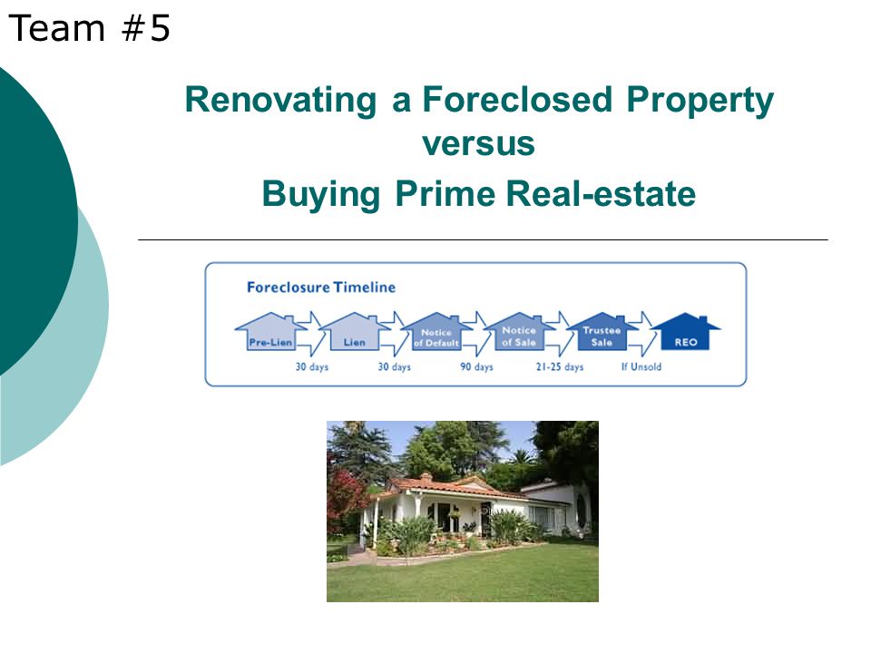 Renovating a Foreclosed Property versus Buying Prime Real-estate Team #5