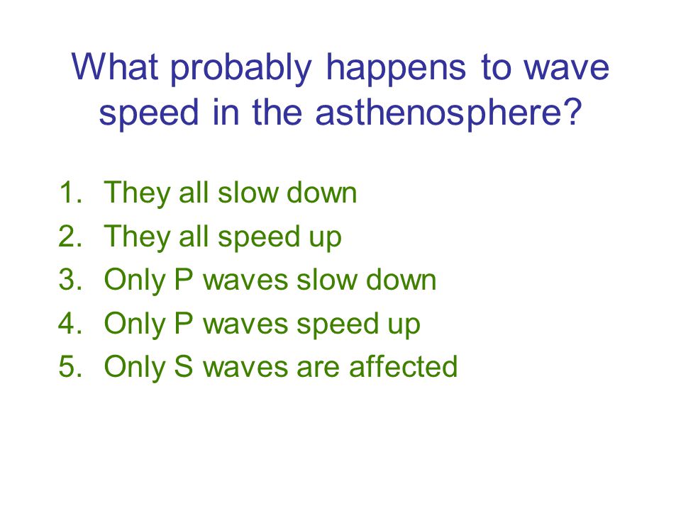 What probably happens to wave speed in the asthenosphere.