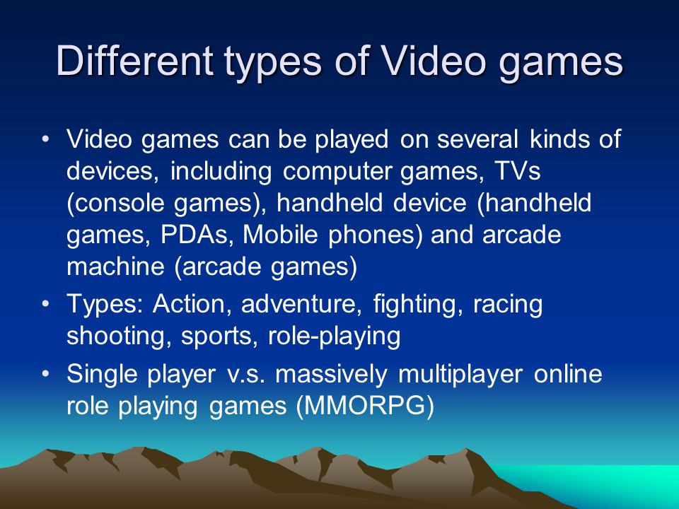 all types of video games