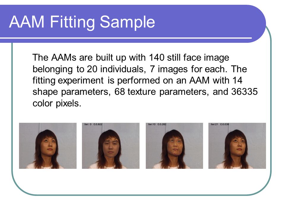 Real-Time Non-Rigid Shape Recovery via AAMs for Augmented Reality Jackie  Zhu Oct. 24, ppt download