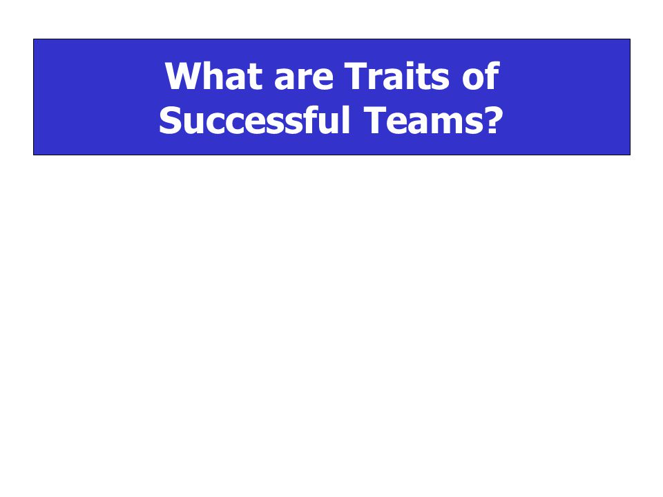 What are Traits of Successful Teams