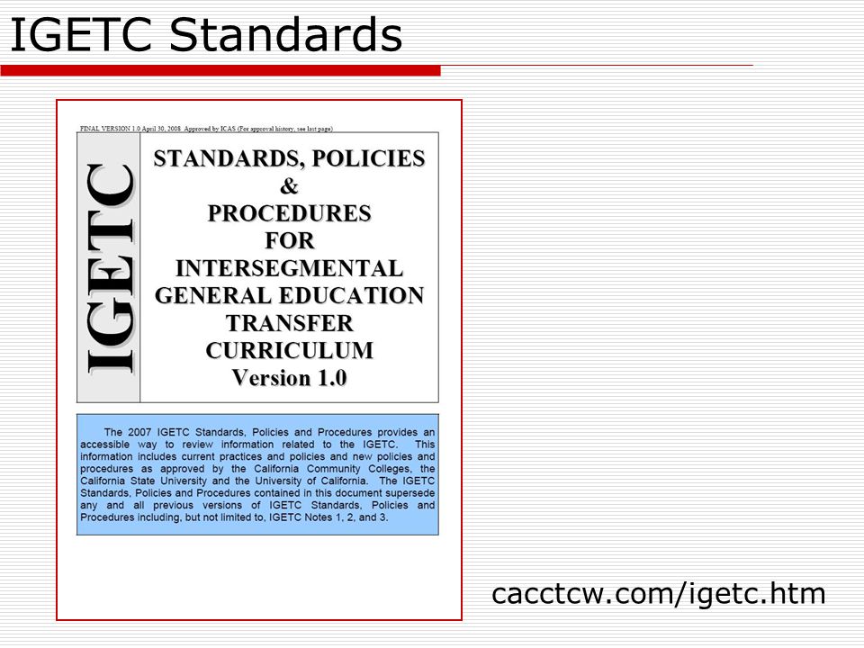 IGETC Standards cacctcw.com/igetc.htm