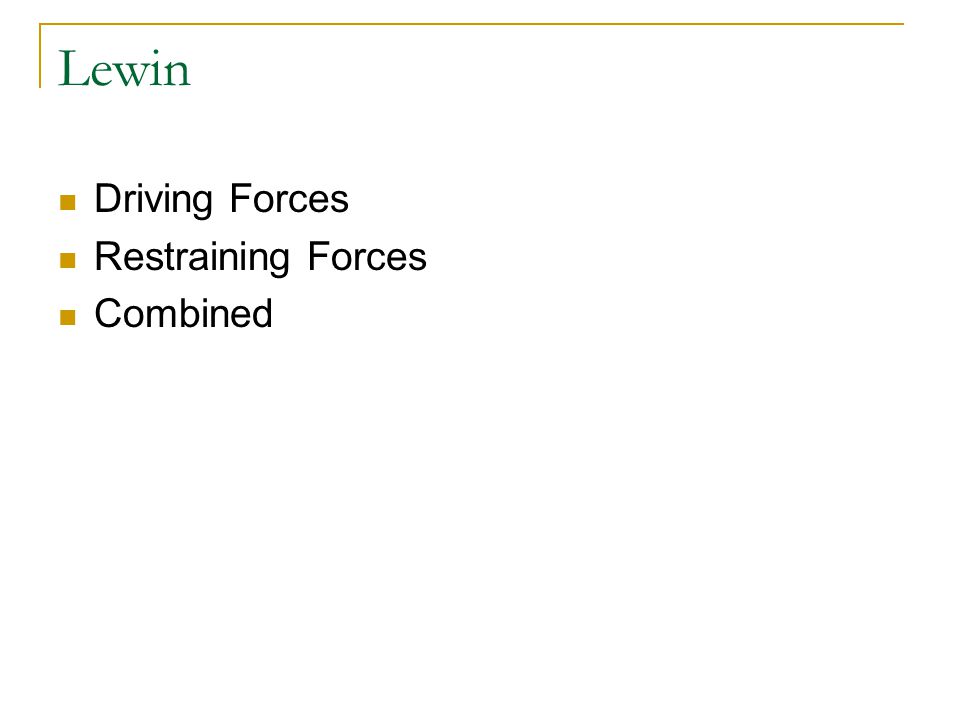 Lewin Driving Forces Restraining Forces Combined