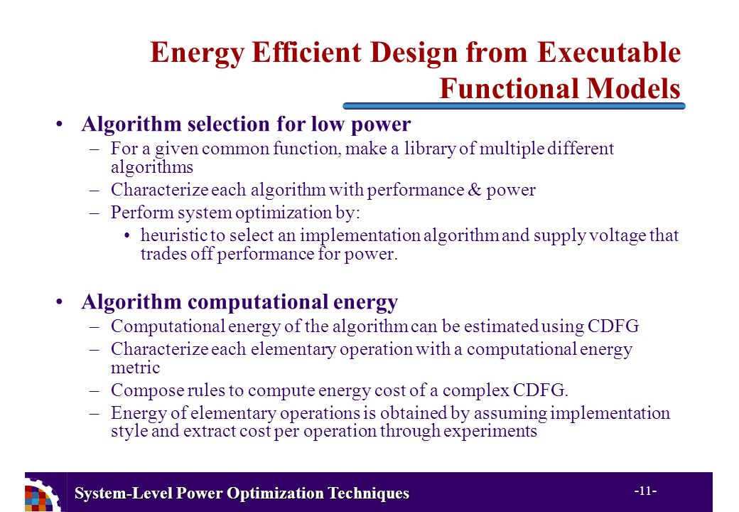 System-Level Power Optimization Techniques -1- Some Issues In System ...