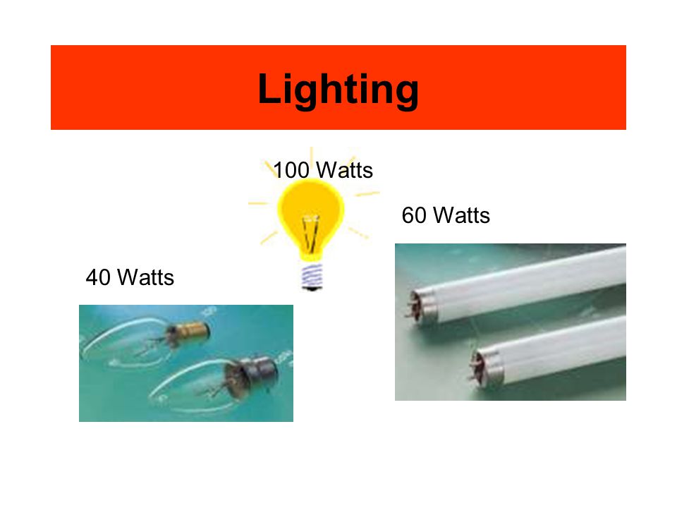 Lighting 40 Watts 100 Watts 60 Watts